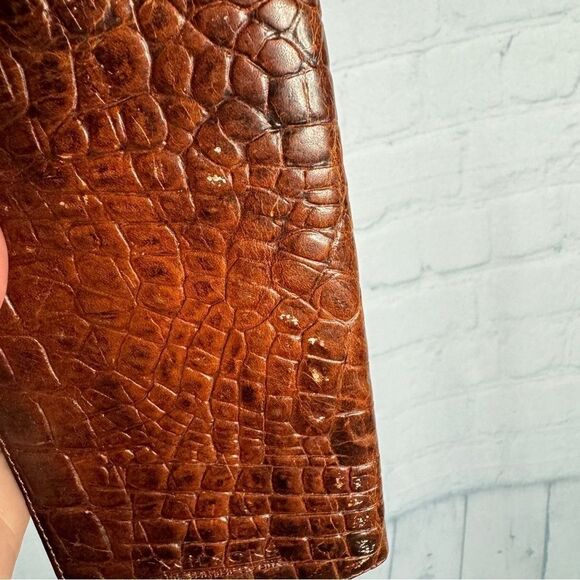Wilsons Leather vintage brown croc embossed rather bi-fold wallet portfolio - Picture 7 of 11